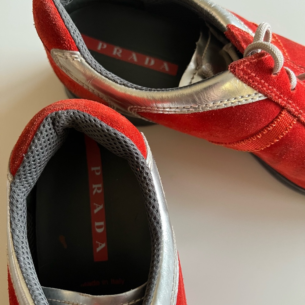 Prada Rust and Silver Women’s tennis shoes trainers Italy 38 1/2 - Picture 3 of 7